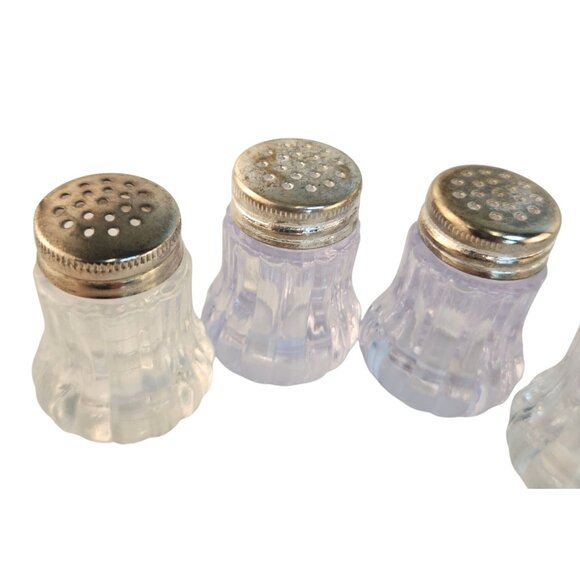 Vintage Miniature Acrylic Salt & Pepper Shakers With Screw-On Metal Lids Set Of - Picture 4 of 8